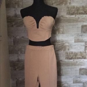 Beige pants suit